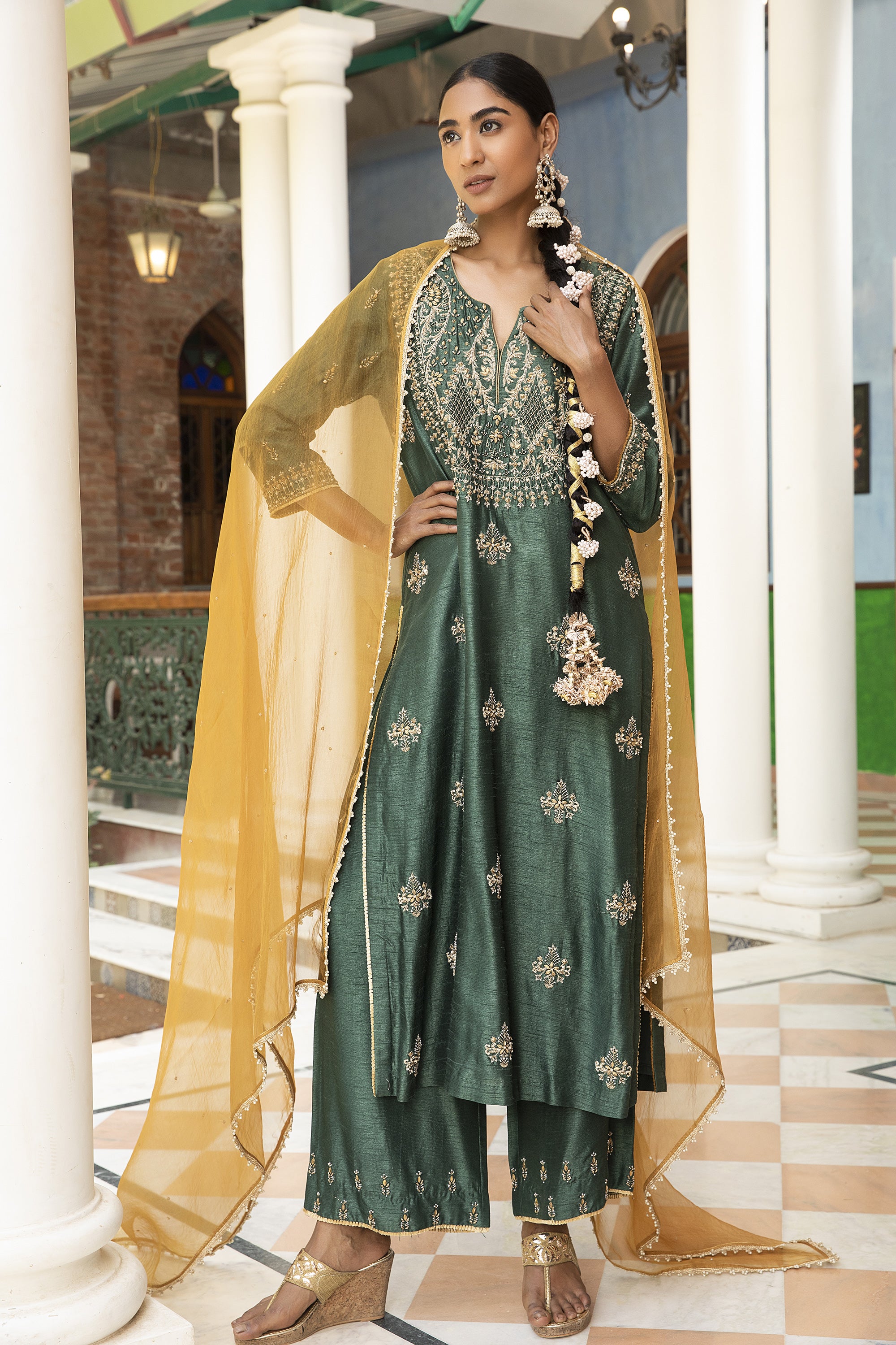 Teal_Zardosi_Kurta_Set_Kritika_Dawar