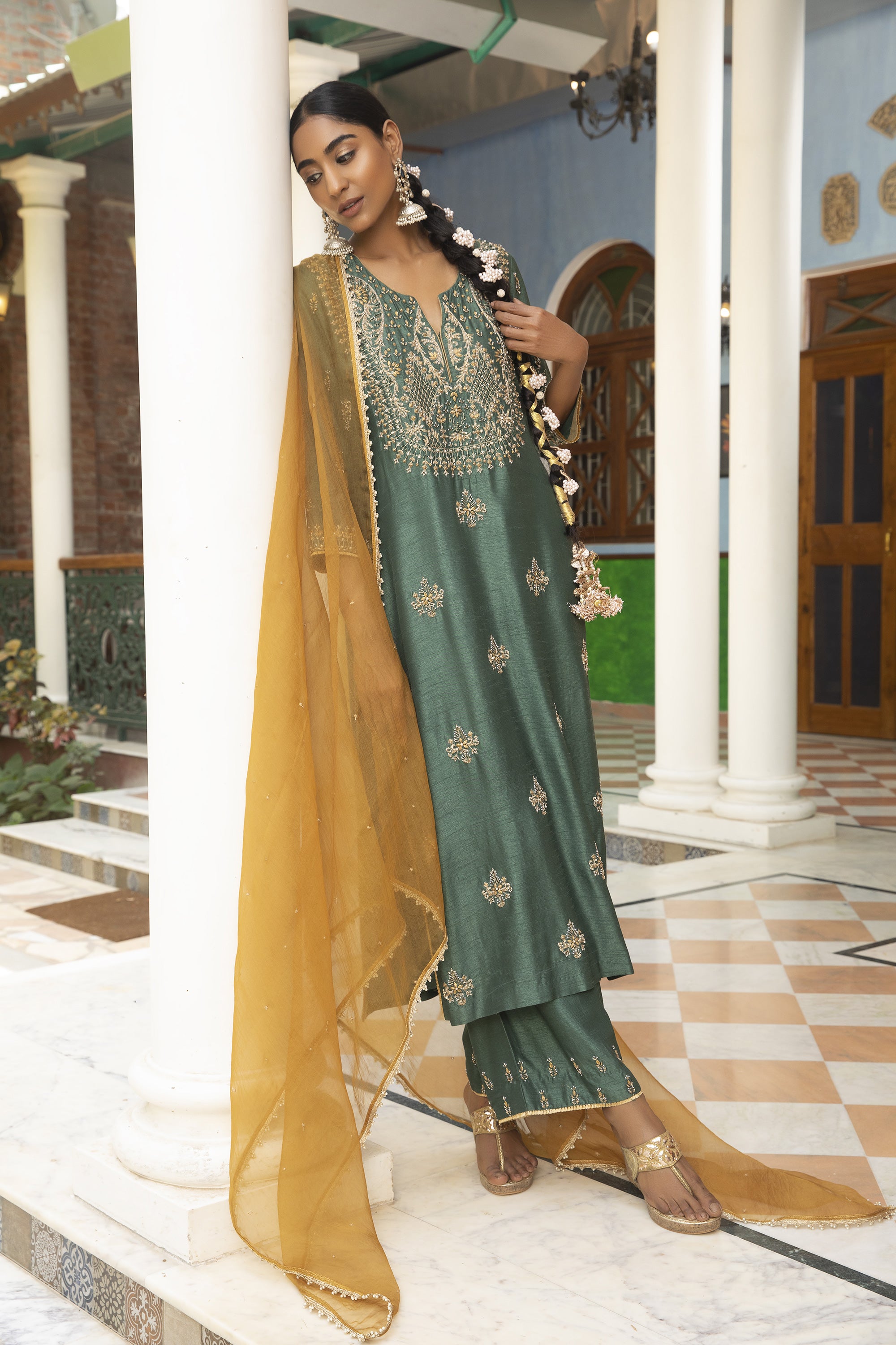Teal_Zardosi_Kurta_Set_Kritika_Dawar