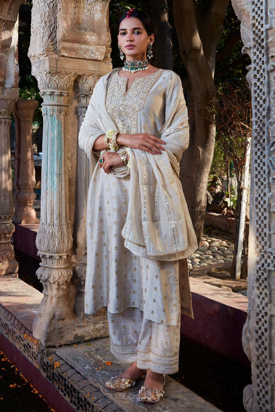 Ivory Anmol Gota Kurta Set