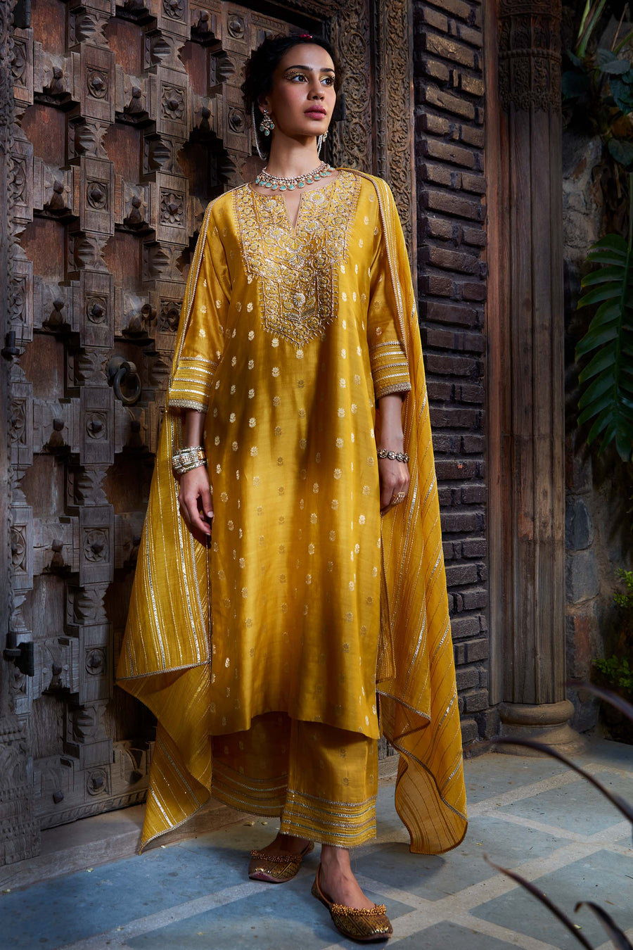 Yellow Anmol Gota Kurta Set