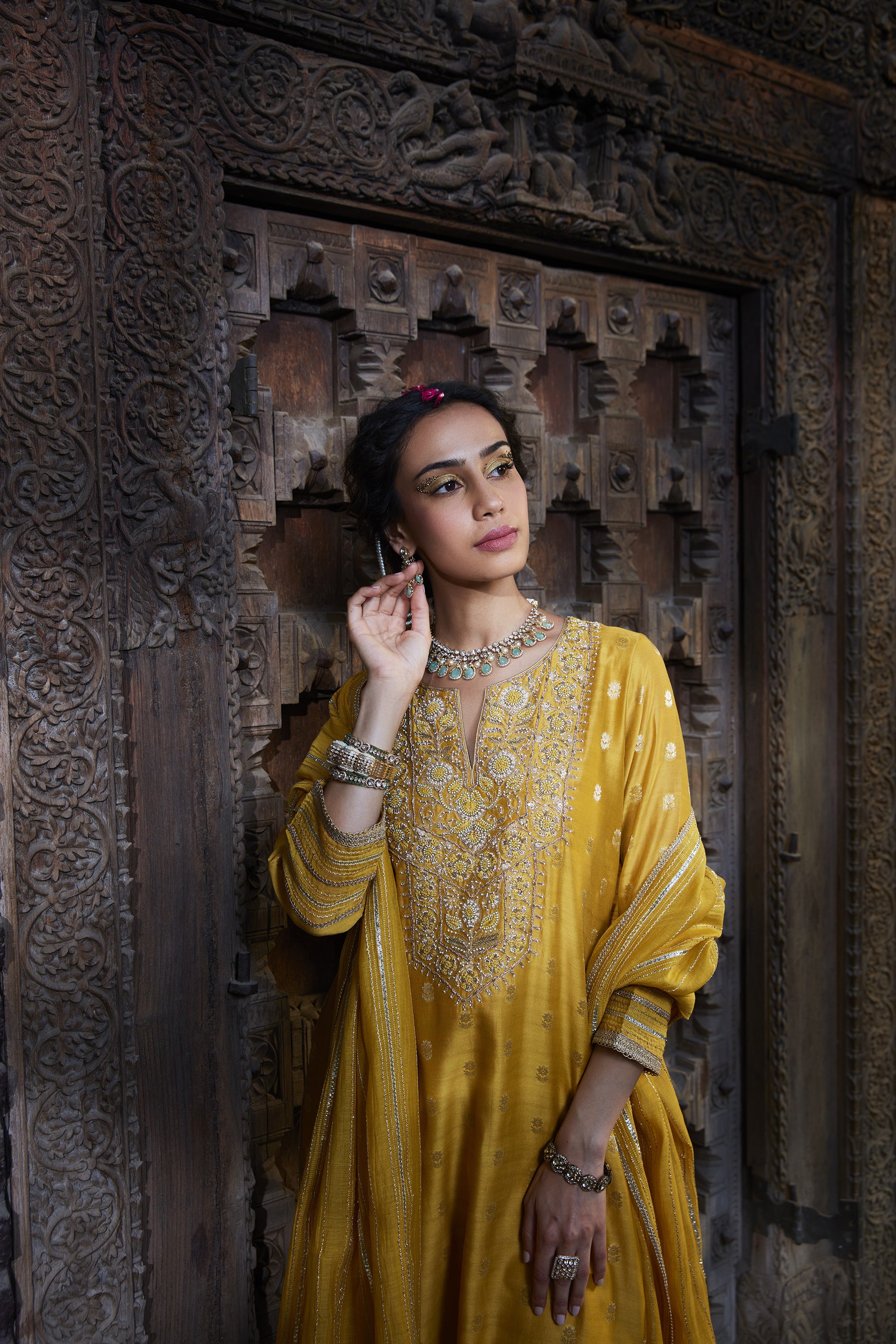 Yellow_Anmol_Gota_Kurta_Set_Kritika_Dawar