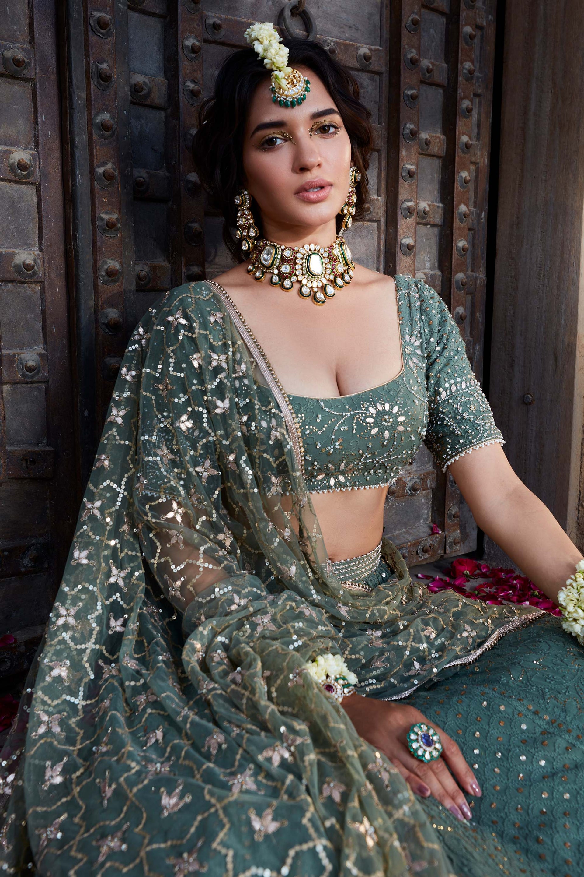 Sage Green Chikankari Lehenga