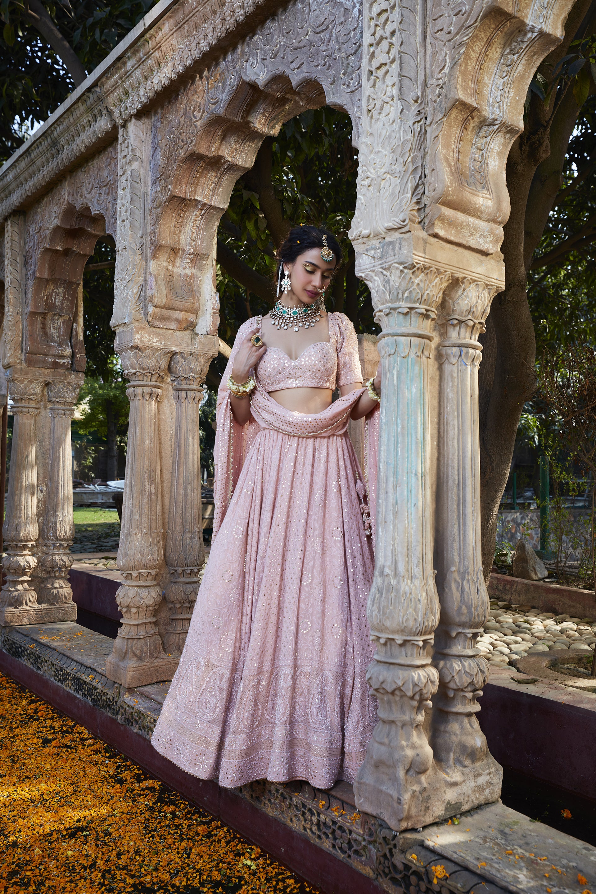 Pink Chikankari Lehenga