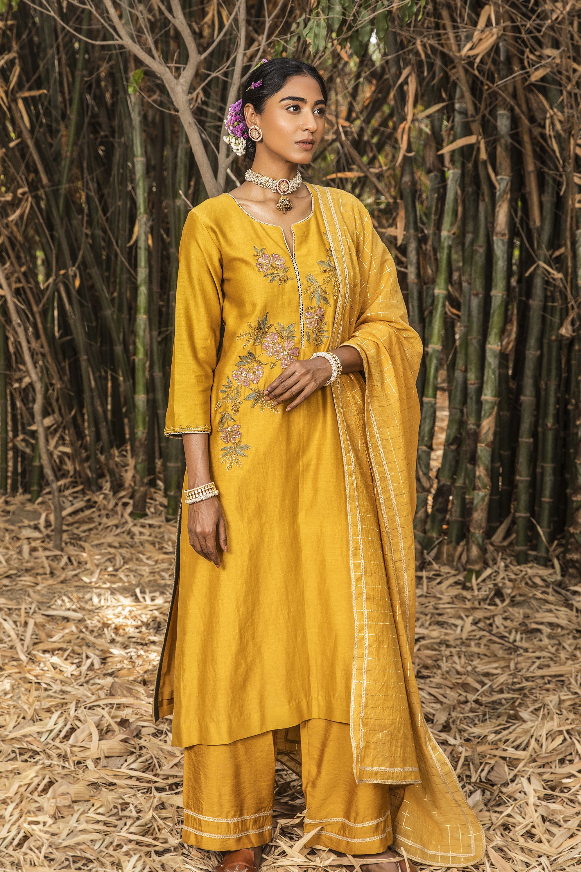 Yellow_Dori_Embroidered_Kurta_Set_Kritika_Dawar