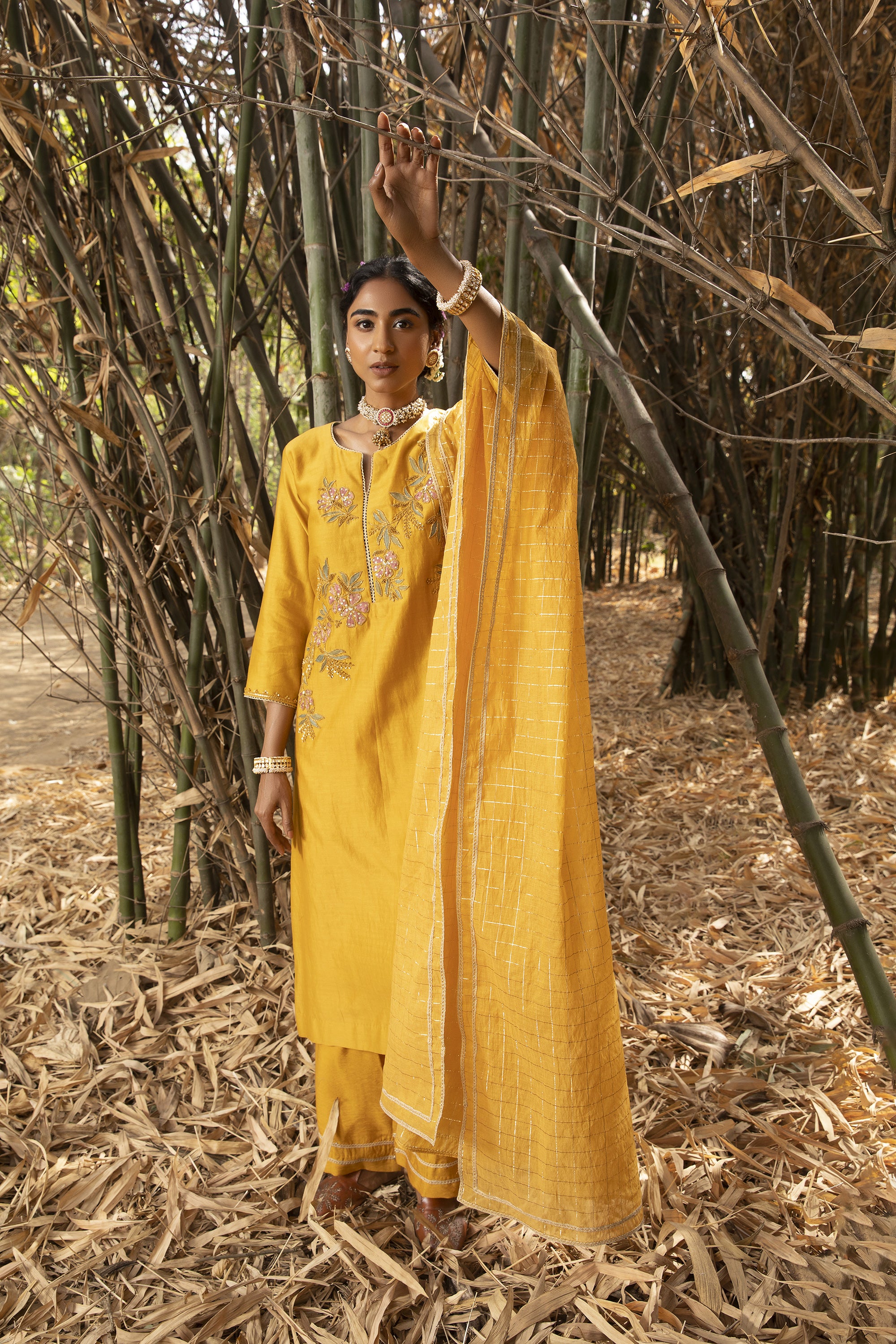 Yellow_Dori_Embroidered_Kurta_Set_Kritika_Dawar