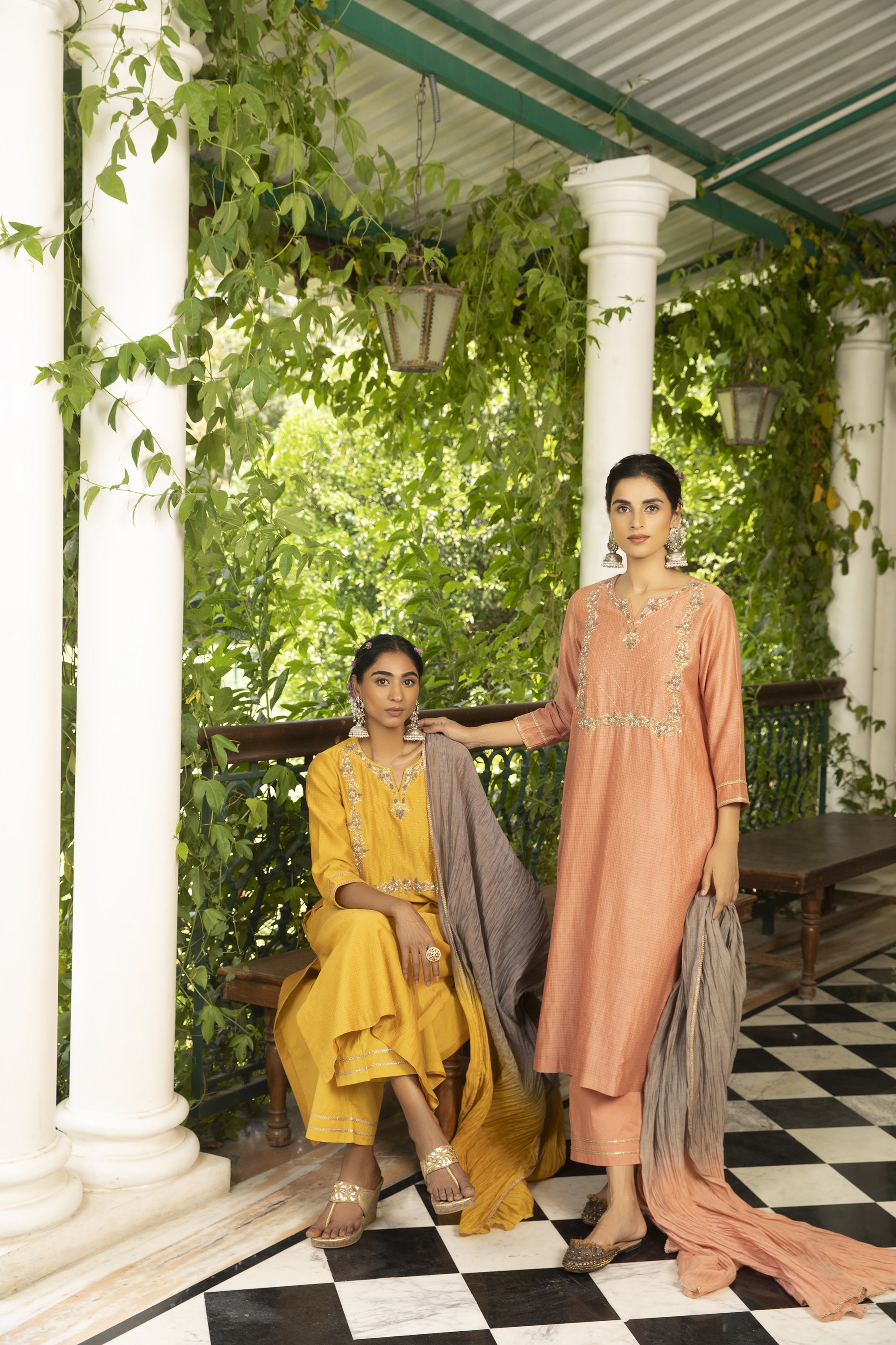 Yellow_Woven_Chanderi_Kurta_Set_Kritika_Dawar