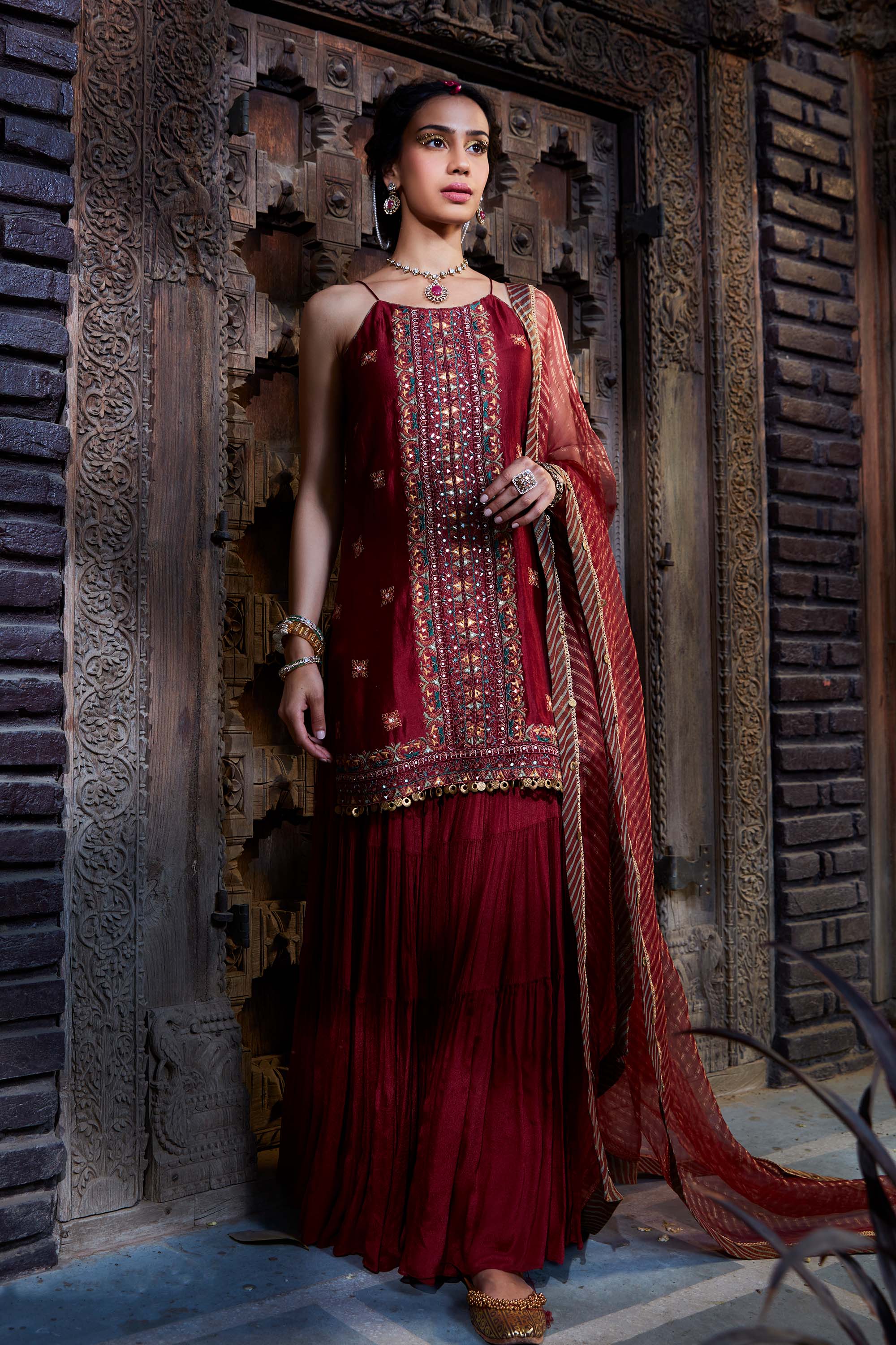 Maroon_Multi_Thread_Embroidered_Sharara_Set_Kritika_Dawar