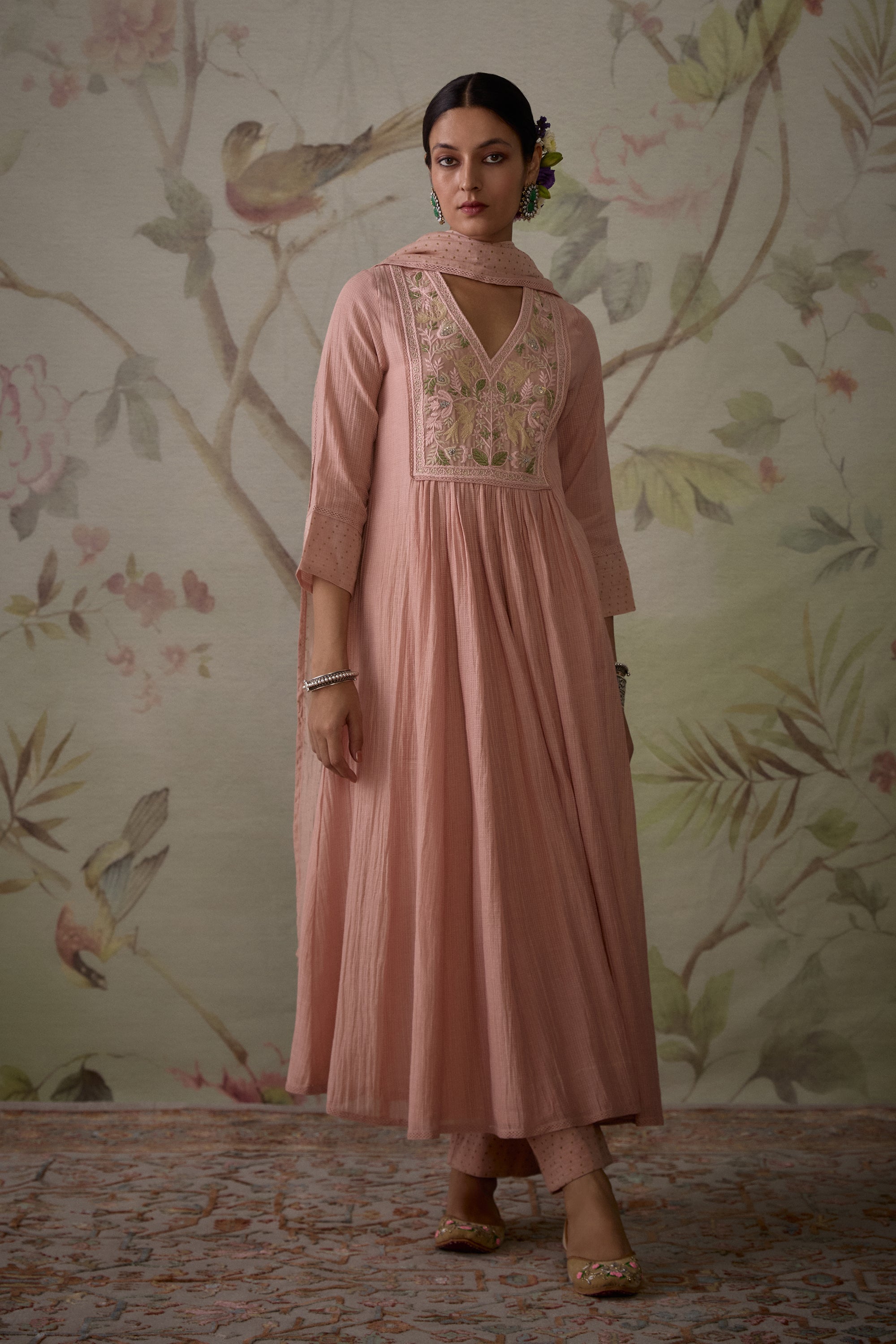 Pink_Hand_Embroidered_A-Line_Kurta_Set_Kritika_Dawar