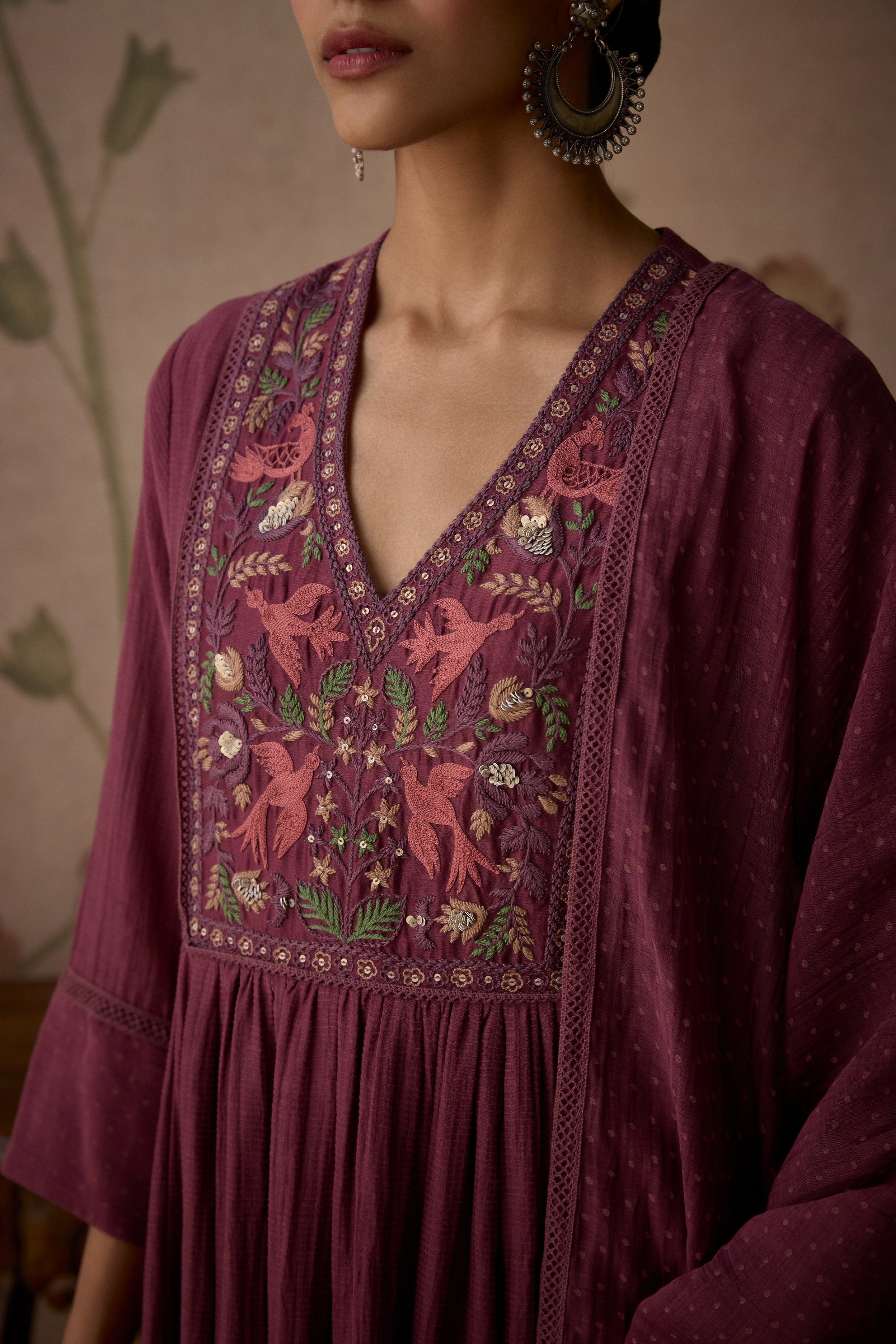Wine_Hand_Embroidered_A-Line_Kurta_Set_Kritika_Dawar