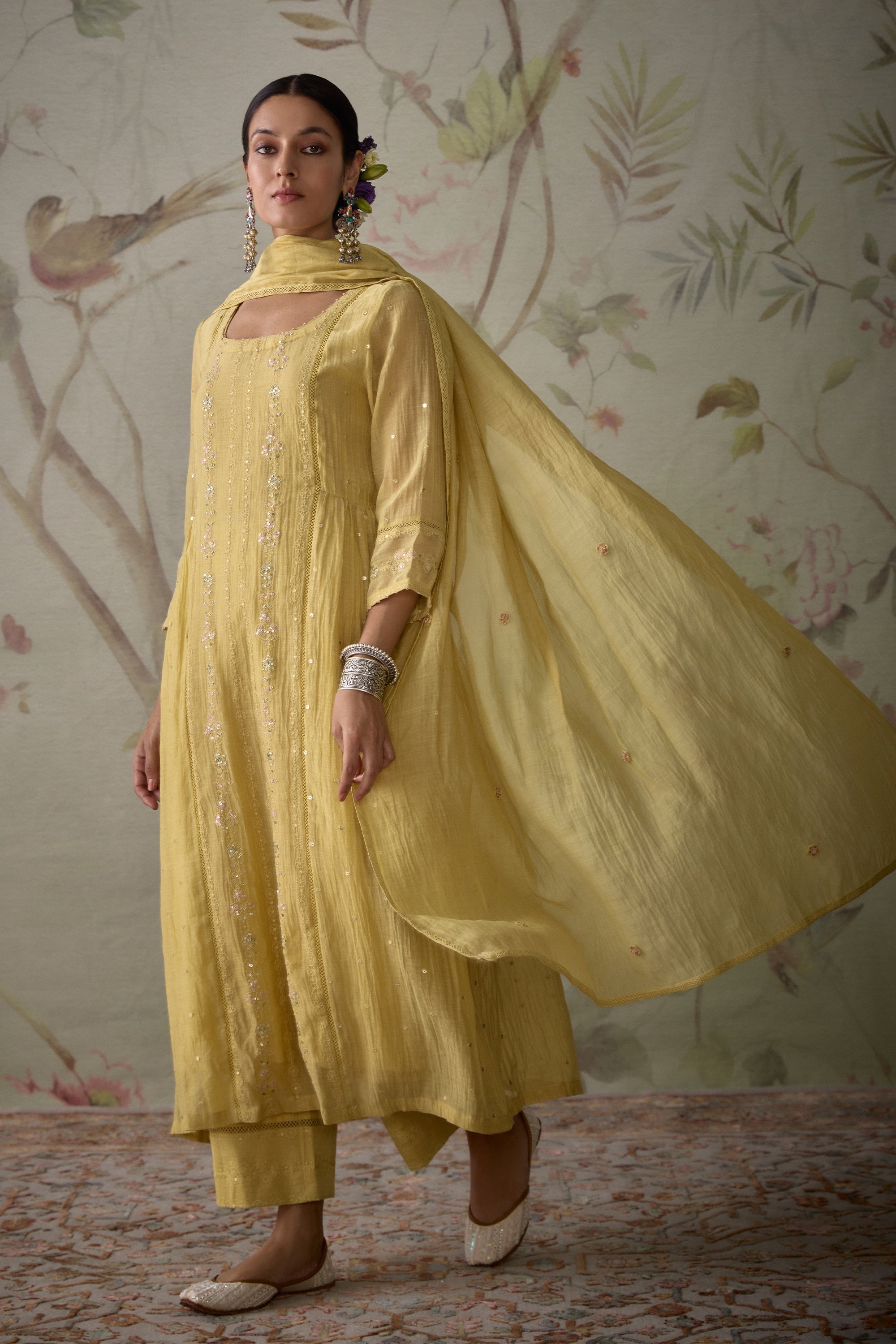 Lemon_Yellow_Chanderi_Panelled_Kurta_Set_Kritika_Dawar