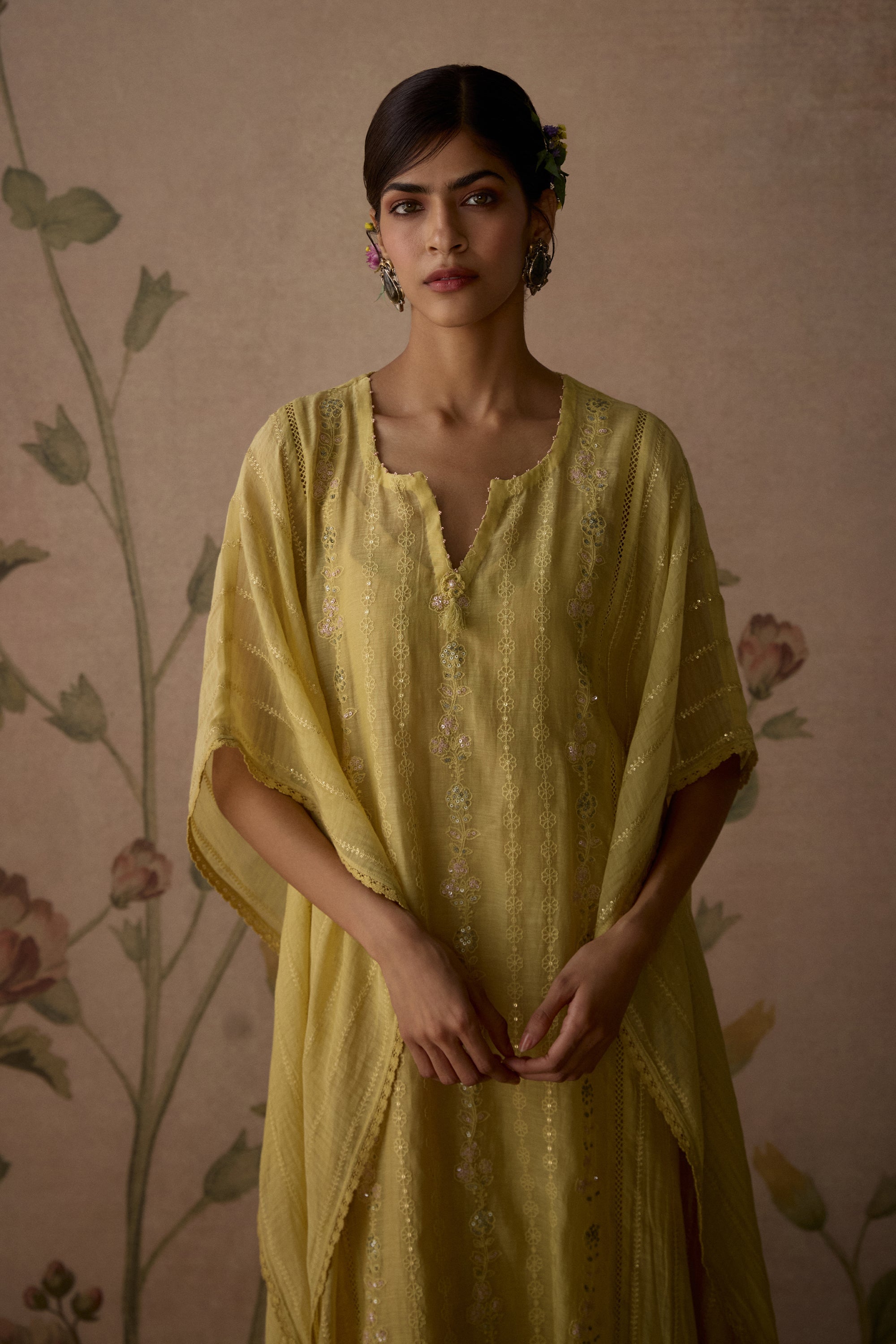 Lemon_Yellow_Floral_Hand_Embroidered_Kaftaan_Kritika_Dawar