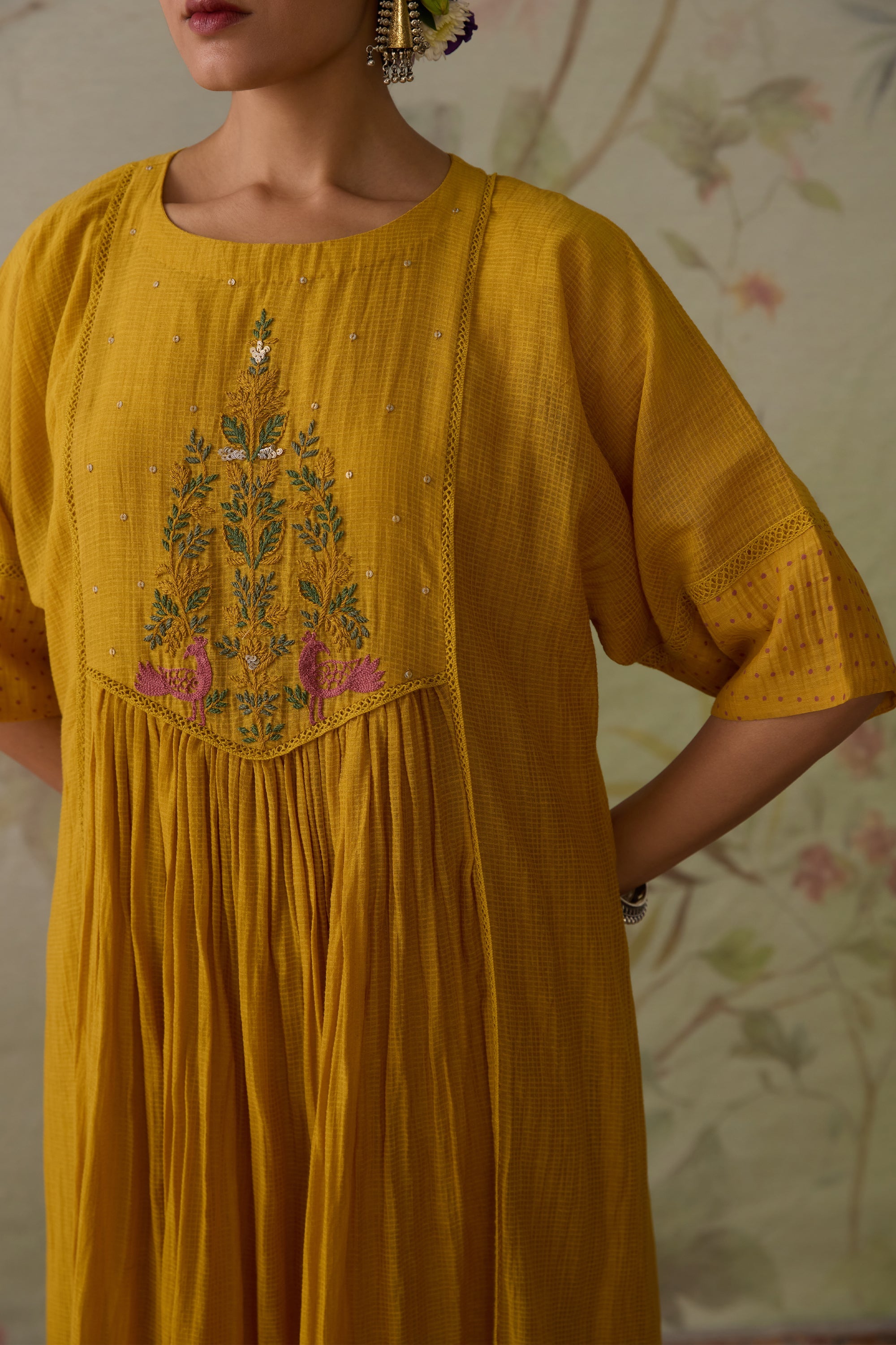 Yellow_Handwoven_Chanderi_Tunic_Set_Kritika_Dawar