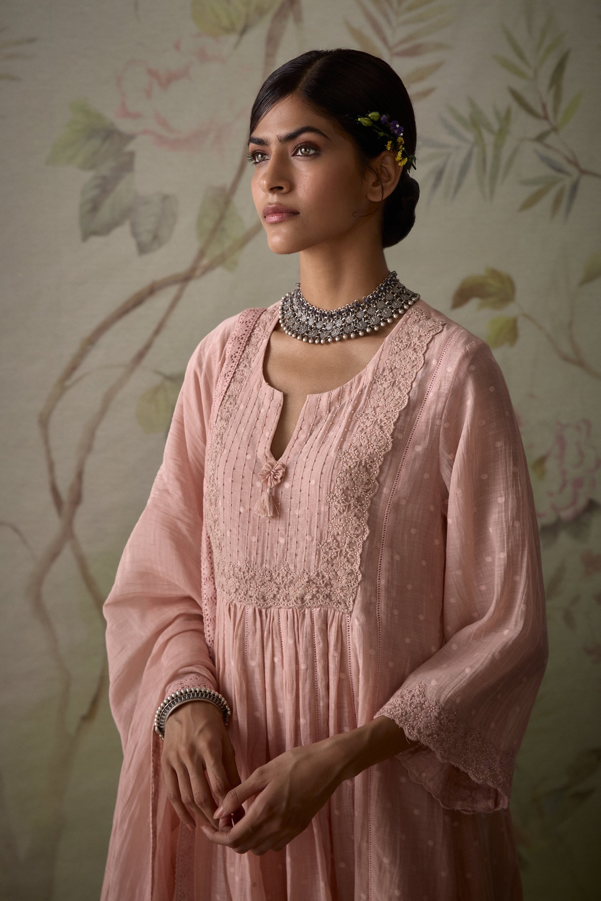 Pink_Chanderi_Lace_A-Line_Kurta_Set_Kritika_Dawar