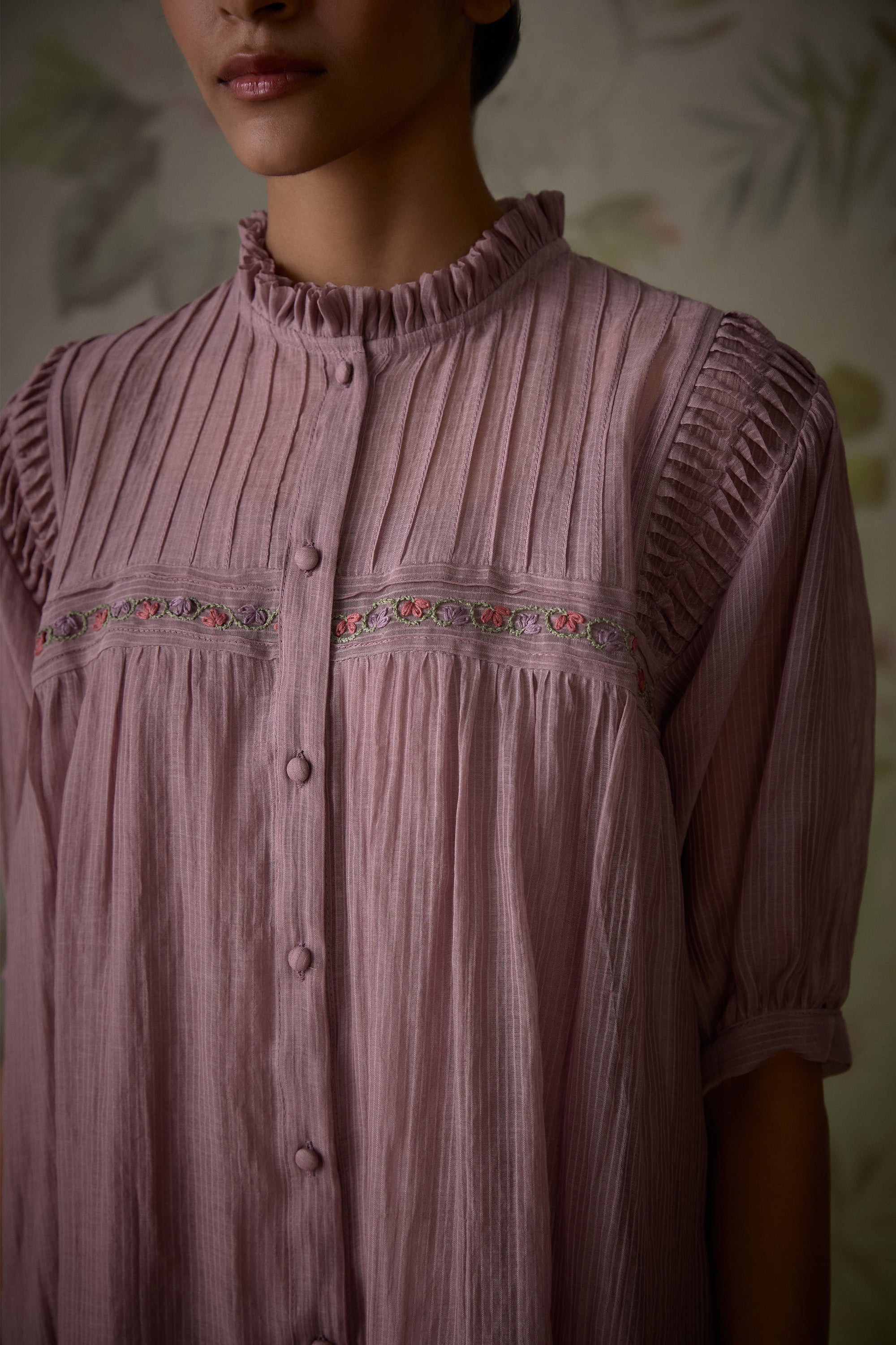 Mauve_Chanderi_Pintuck_Short_Tunic_With_Pants_Kritika_Dawar