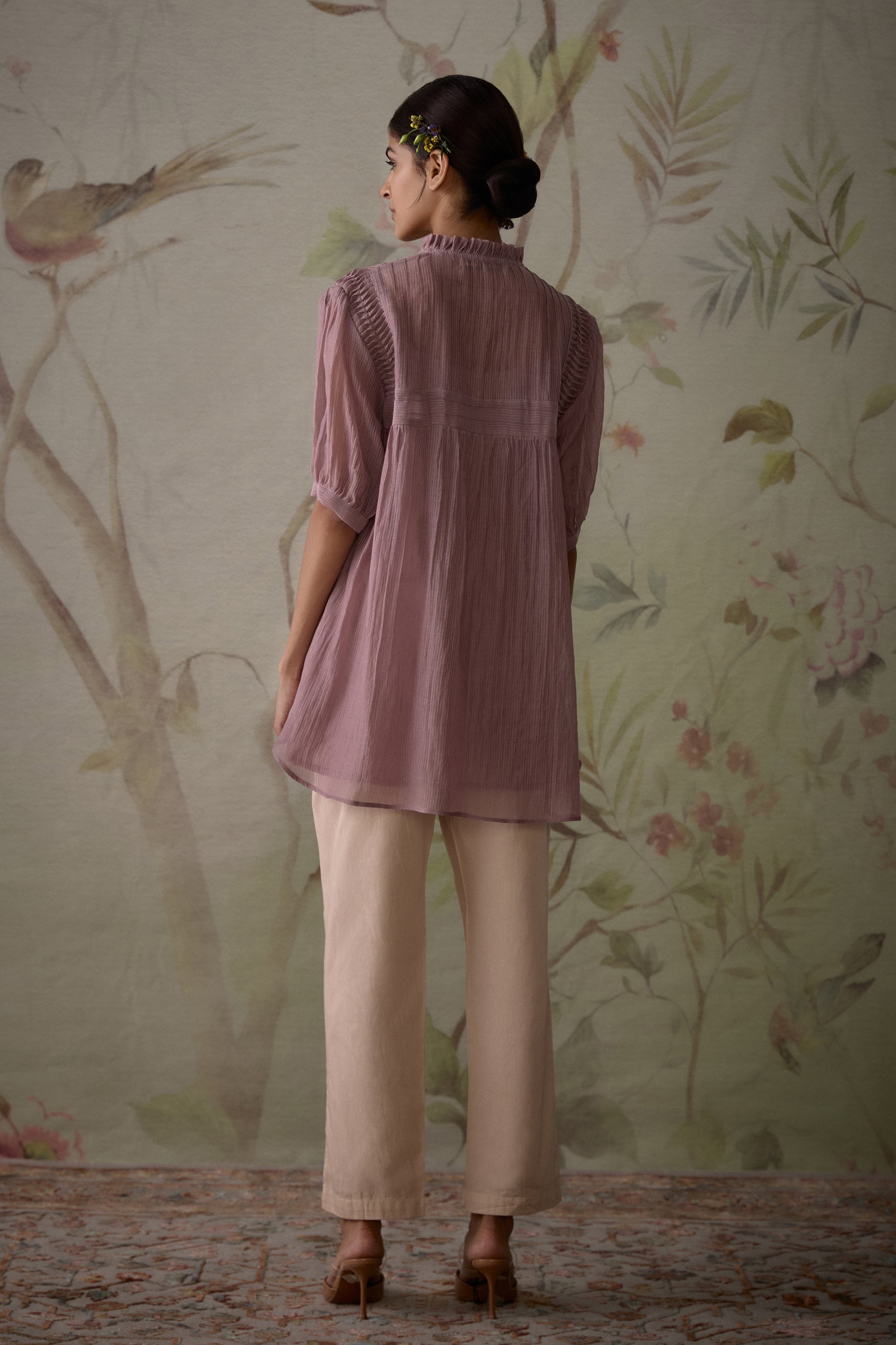 Mauve_Chanderi_Pintuck_Short_Tunic_With_Pants_Kritika_Dawar