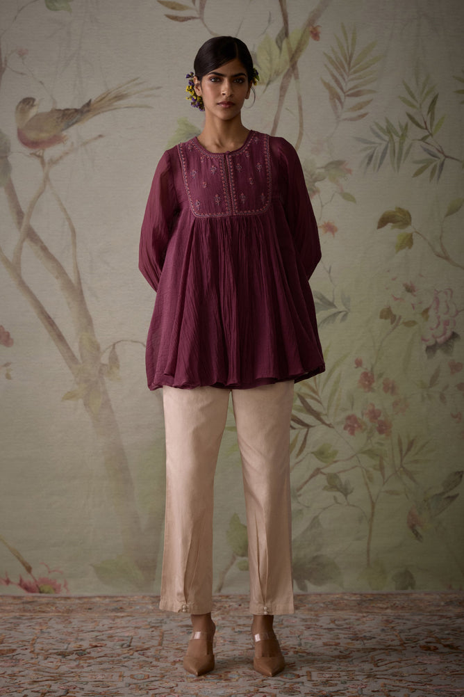 GARDEN GLORY: YELLOW EMBROIDERD SCALLOPED PANTS