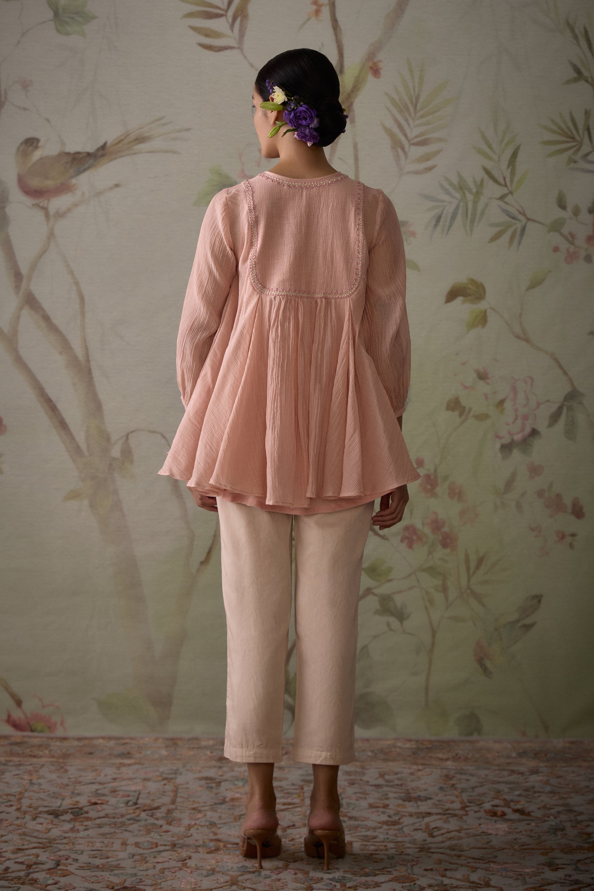 Pink_Handwoven_Flared_Short_Tunic_Kritika_Dawar