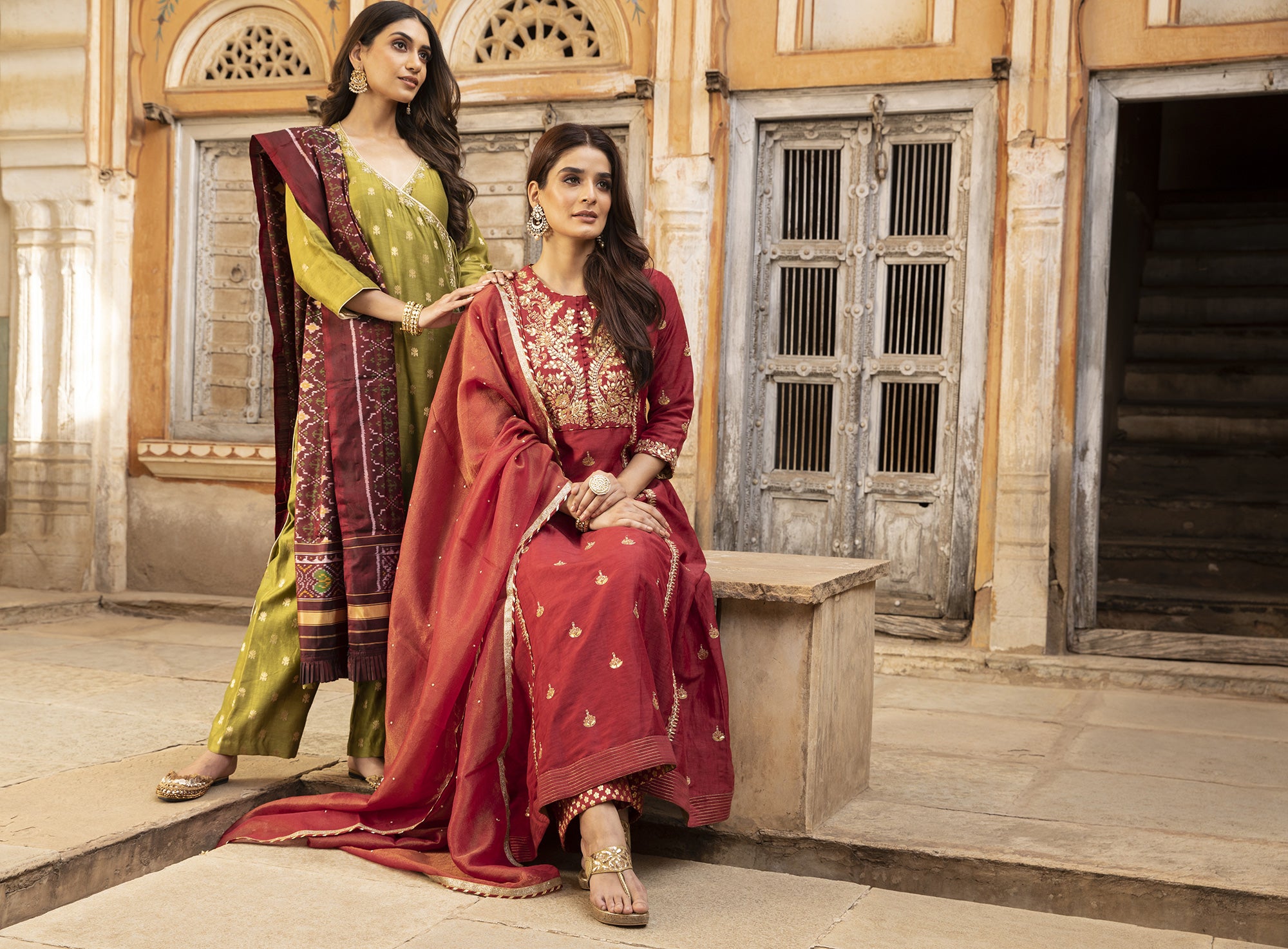 Maroon_Gota_Embroidered_Kurta_Set_Kritika_Dawar