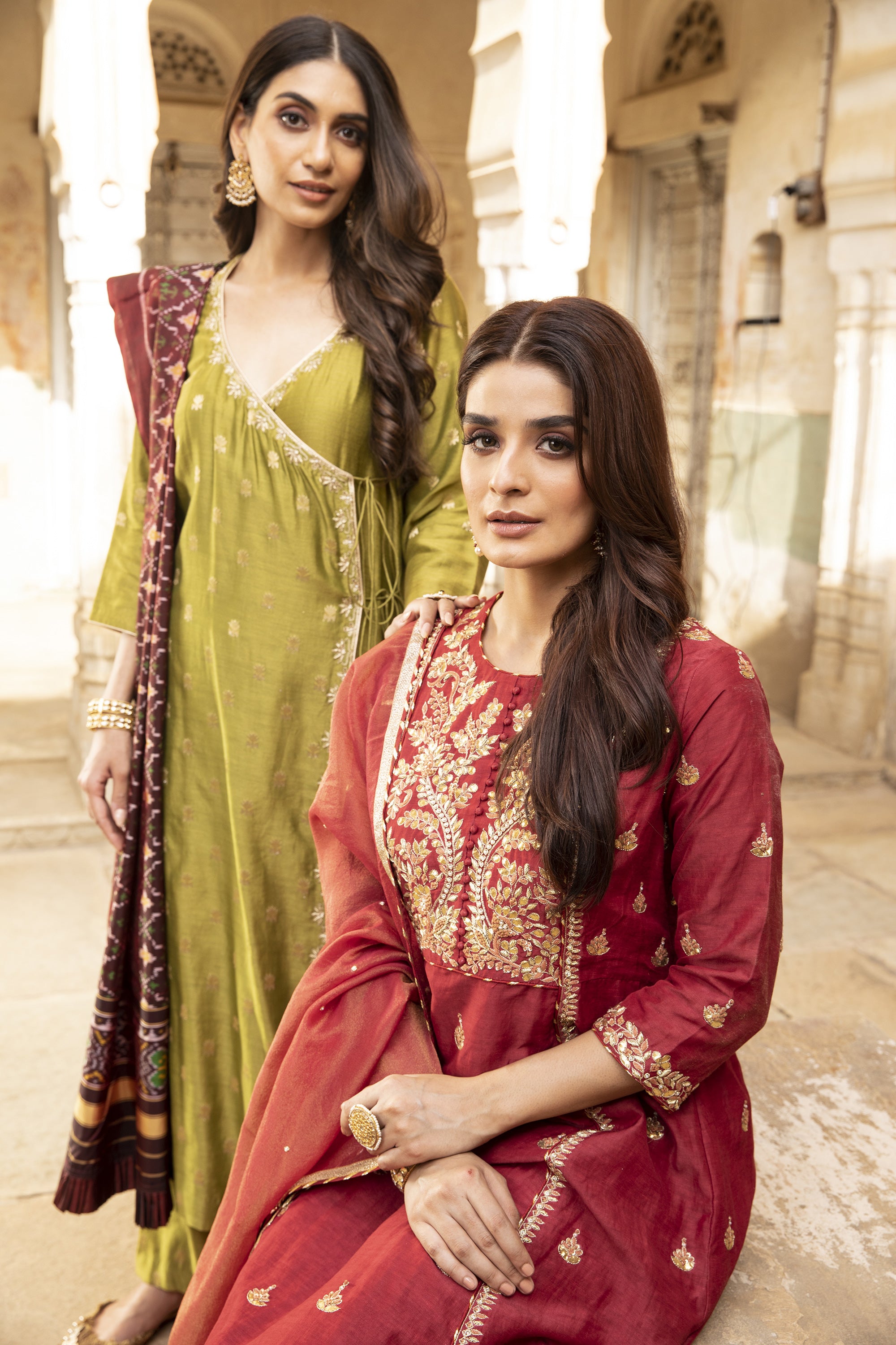 Maroon_Gota_Embroidered_Kurta_Set_Kritika_Dawar