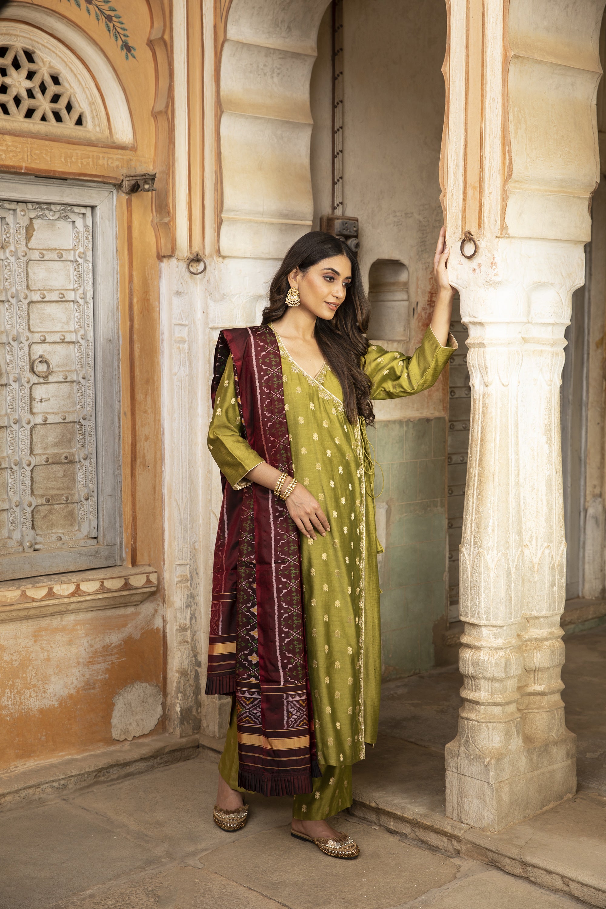 Mehendi_Green_Hand_Embroidered_Angrakha_Set_Kritika_Dawar