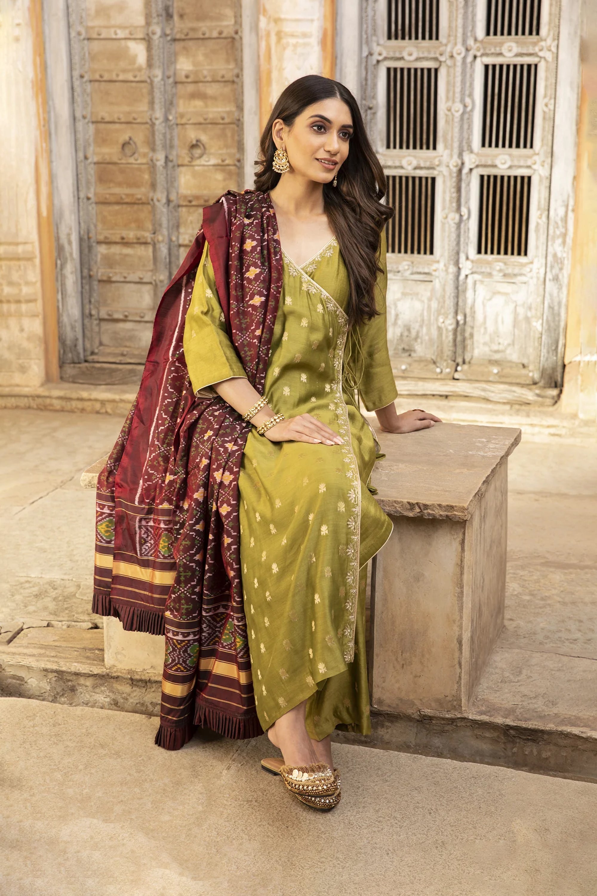 Mehendi_Green_Hand_Embroidered_Angrakha_Set_Kritika_Dawar